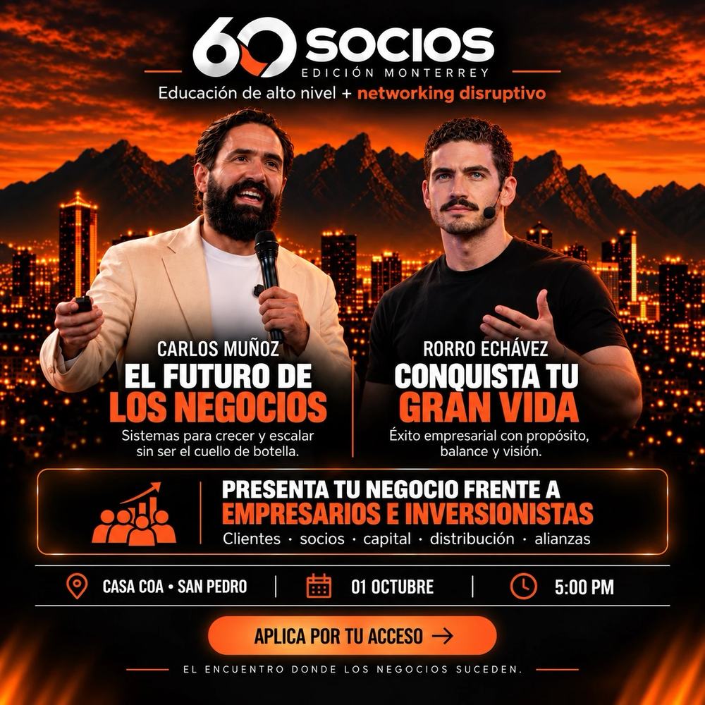 Arte del evento 🎤 60 Socios Monterrey — con Carlos Master Muñoz