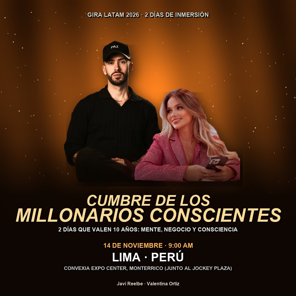 Arte del evento 💫 Cumbre de los Millonarios Conscientes 2026 — Lima, con Javi Rodríguez