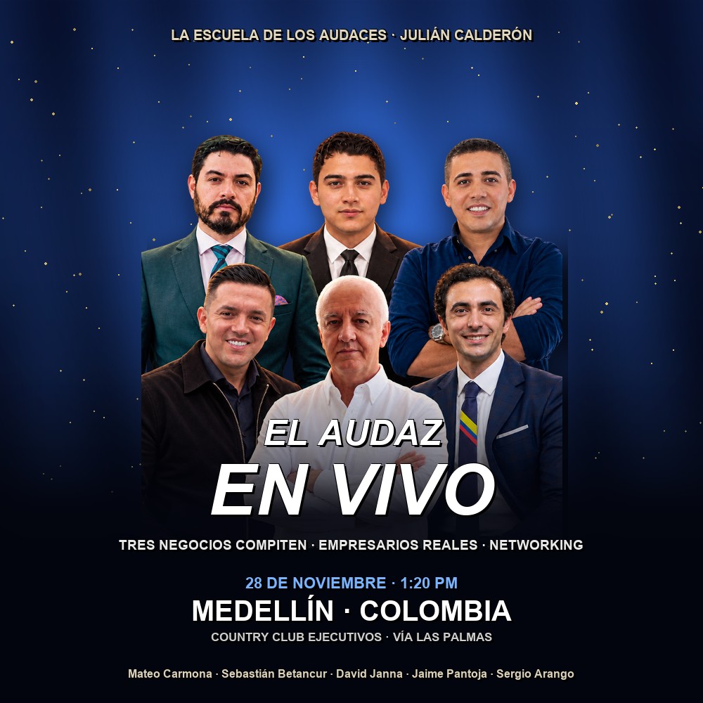 Arte del evento 🦅 El Audaz en Vivo — empresarios reales y networking en MedellÃn