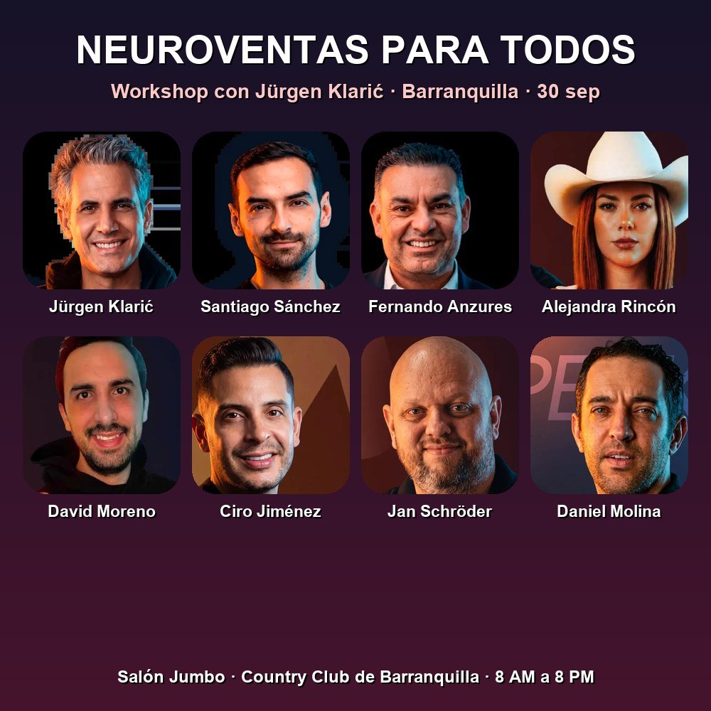 Arte del evento 🧠 Neuroventas para Todos — workshop con Jürgen Klarić en Barranquilla